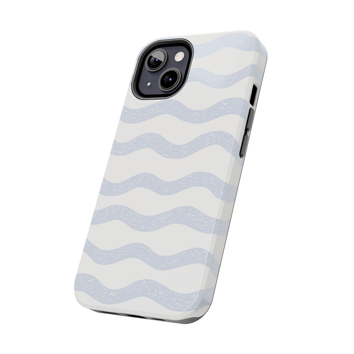Tough Phone Case – Subtle Blue Wavy Stripes, Durable Protective Cover