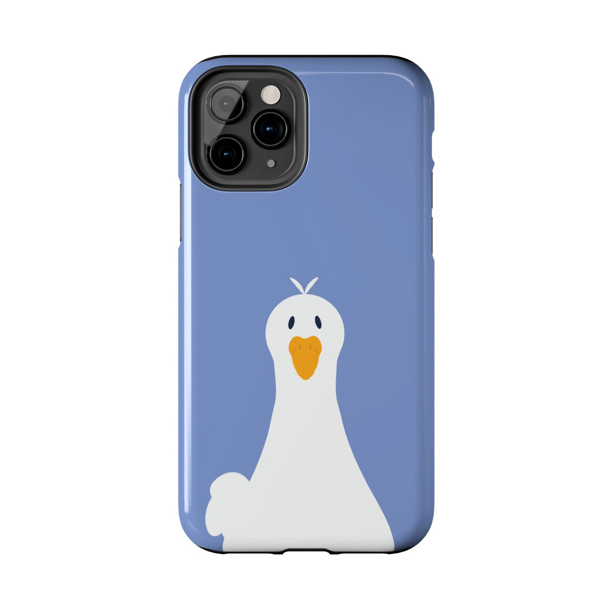 Goofy Goose Tough Phone Case — Cute Minimalist Duck Design on Blue