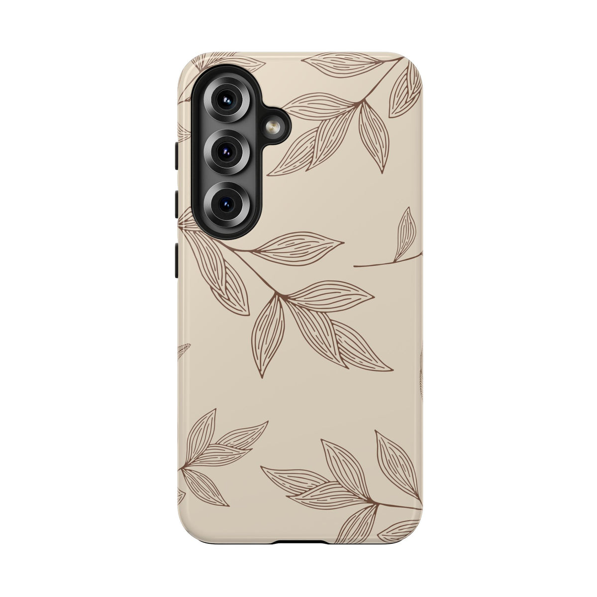 Tough Phone Case — Neutral Botanical Leaf Design (Protective Floral iPhone Case)