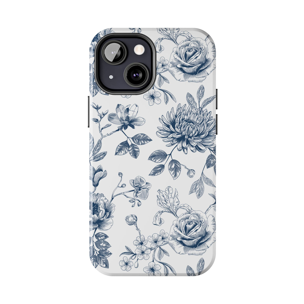 Tough Phone Case — Blue Vintage Floral Protective iPhone Cover