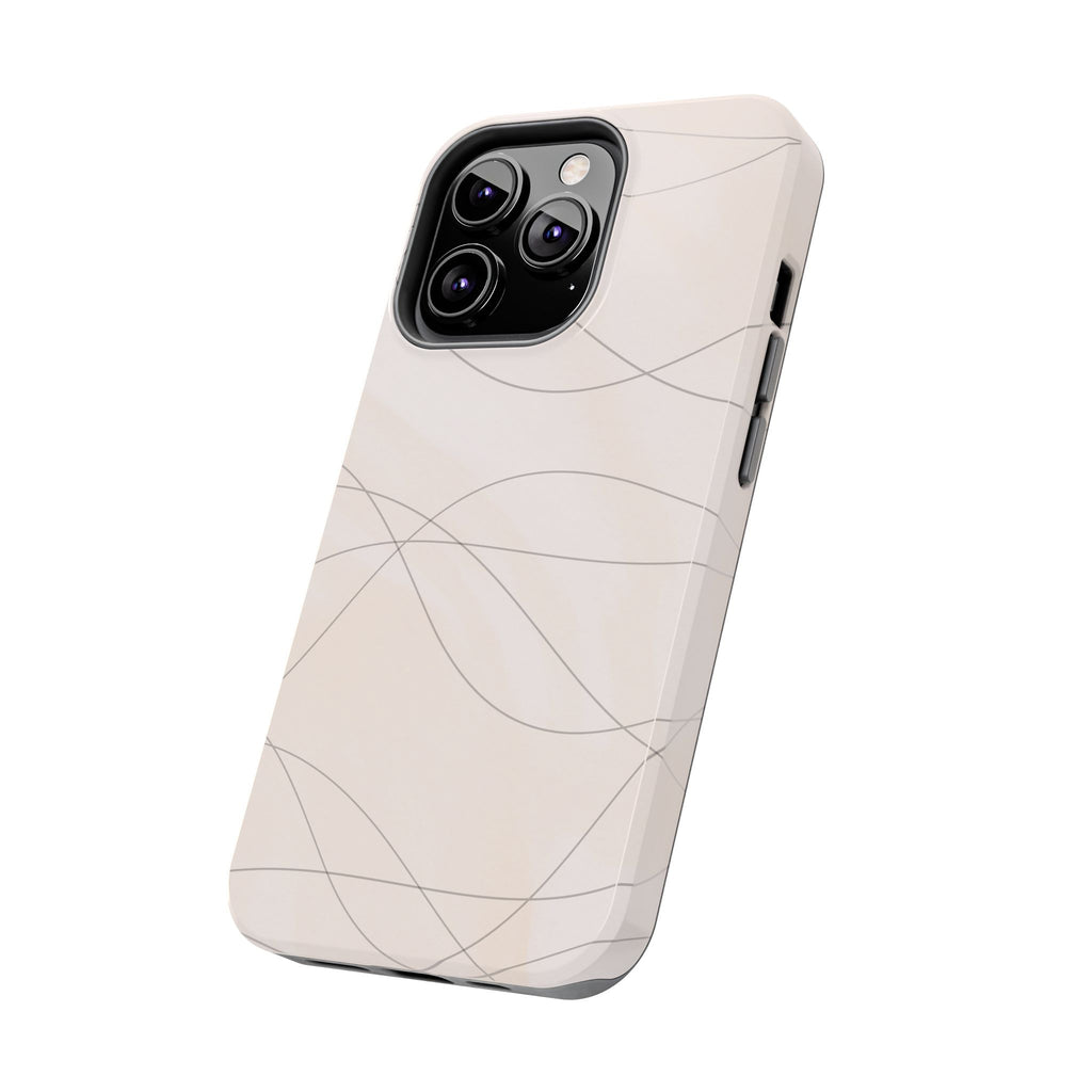 Minimal Beige Wave Tough Phone Case — Protective Slim Phone Case