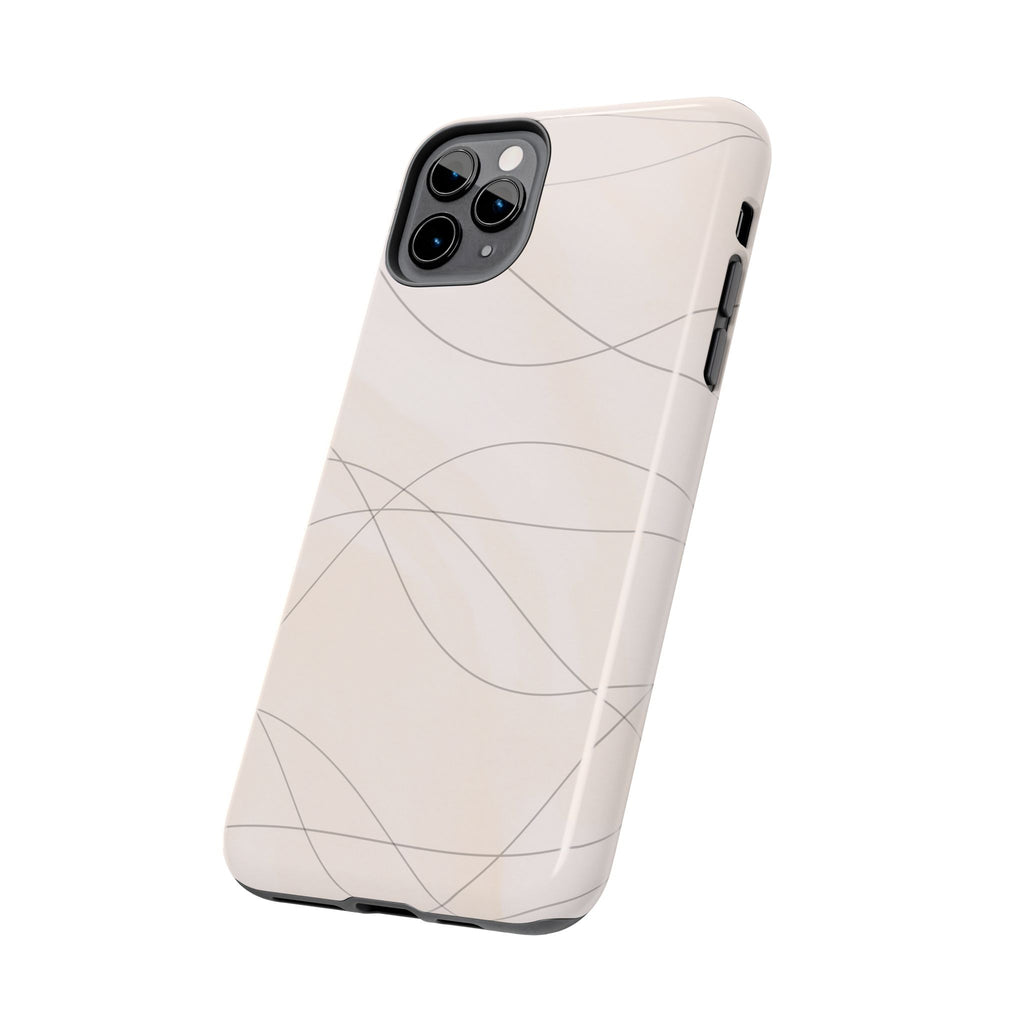 Minimal Beige Wave Tough Phone Case — Protective Slim Phone Case