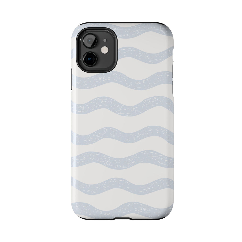 Tough Phone Case – Subtle Blue Wavy Stripes, Durable Protective Cover