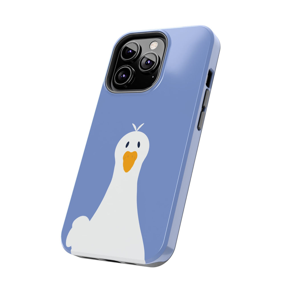 Goofy Goose Tough Phone Case — Cute Minimalist Duck Design on Blue