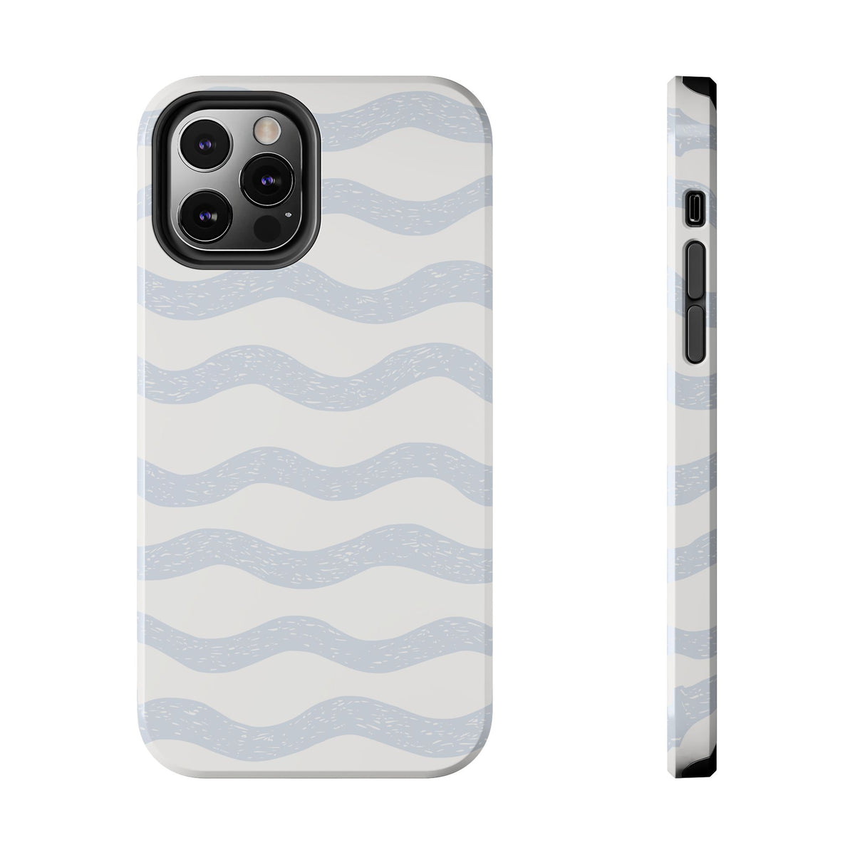 Tough Phone Case – Subtle Blue Wavy Stripes, Durable Protective Cover