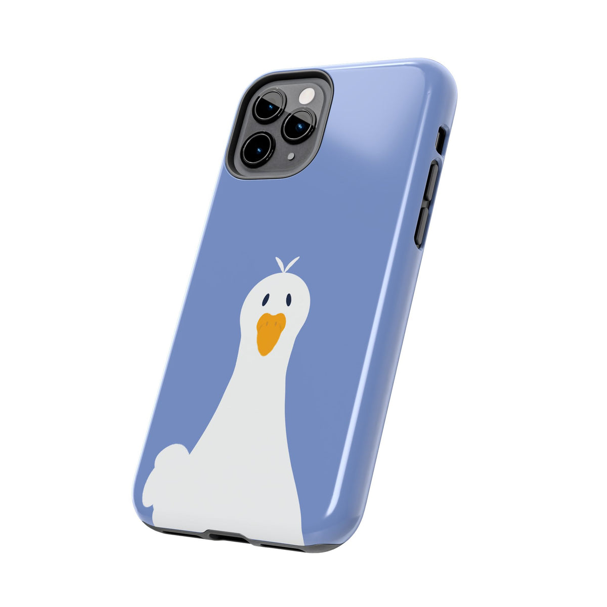Goofy Goose Tough Phone Case — Cute Minimalist Duck Design on Blue