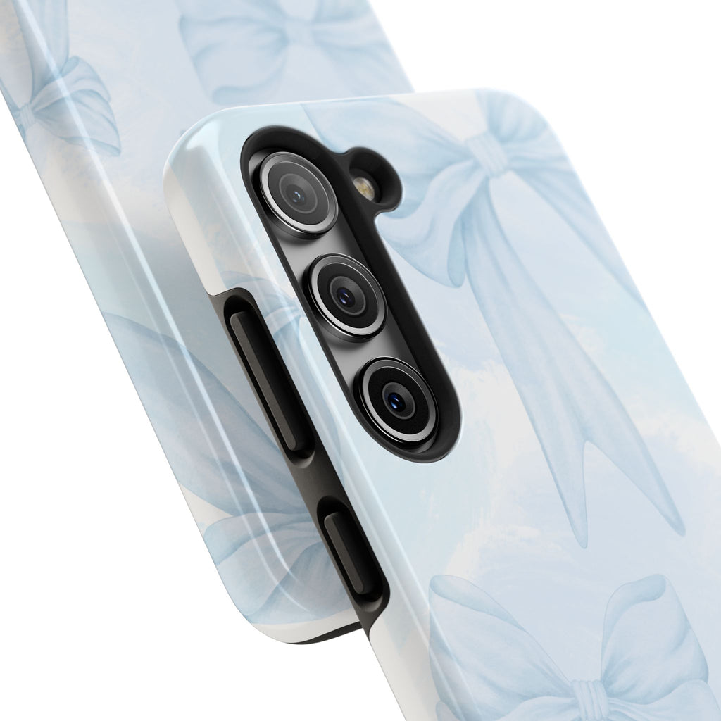 Pale Blue Bow Pattern Tough Phone Case