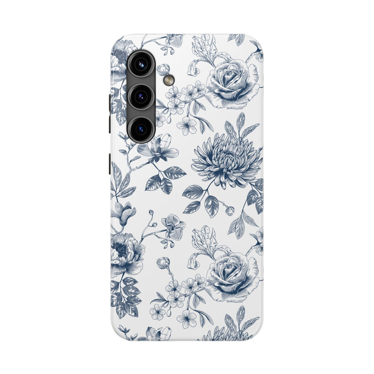 Tough Phone Case — Blue Vintage Floral Protective iPhone Cover