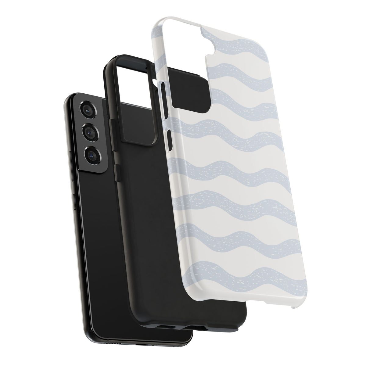 Tough Phone Case – Subtle Blue Wavy Stripes, Durable Protective Cover