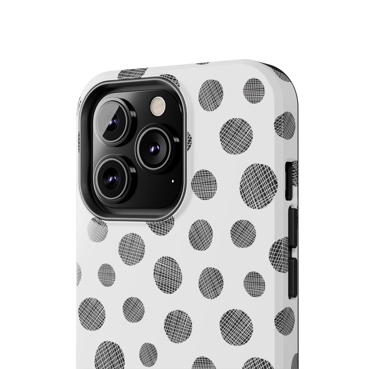 Polka Dot Texture Tough Phone Case — Black & White Spot Pattern, Protective Slim Phone Cover
