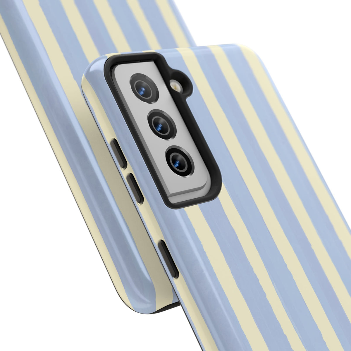Pastel Stripe Tough Phone Case — Blue & Cream Protective Cover