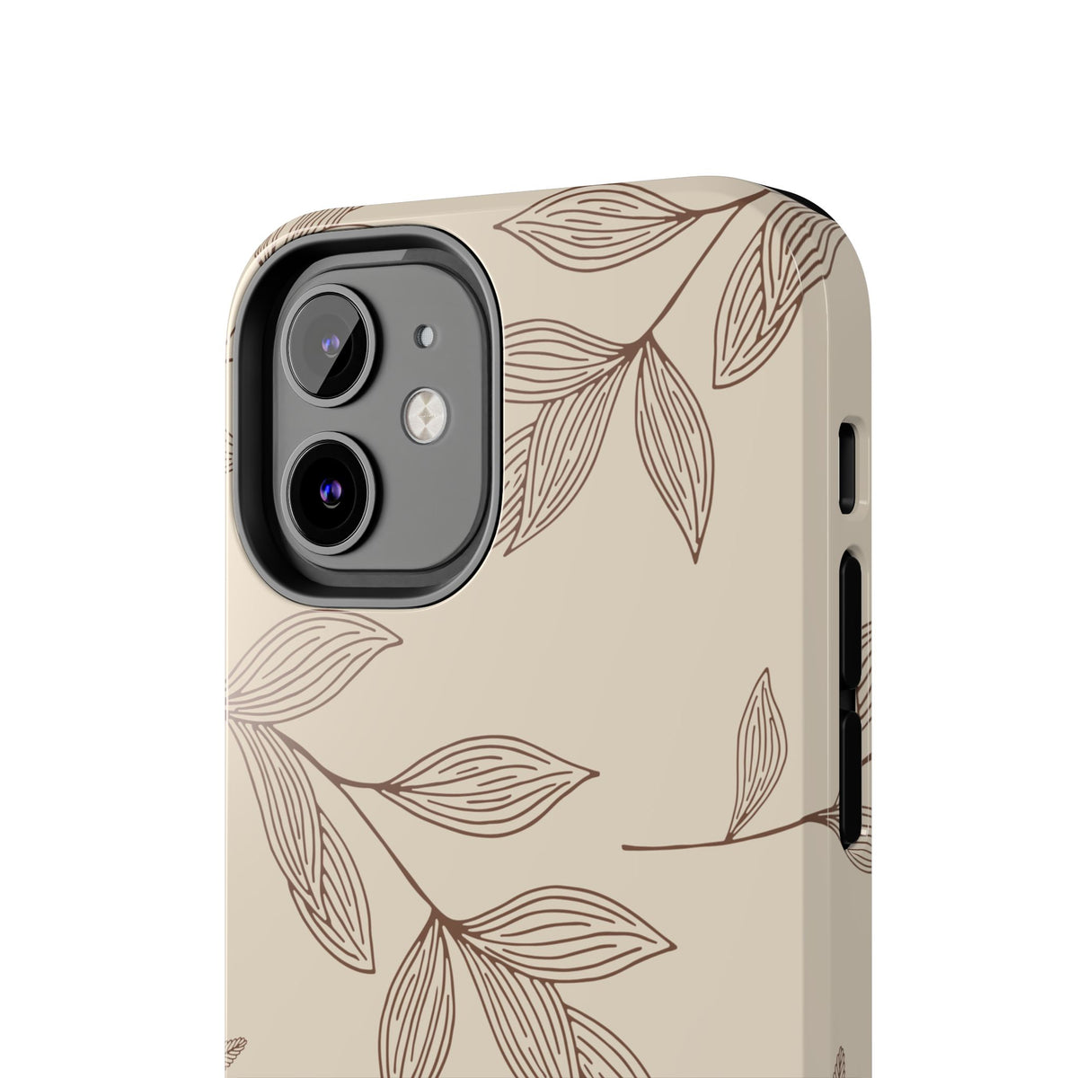 Tough Phone Case — Neutral Botanical Leaf Design (Protective Floral iPhone Case)