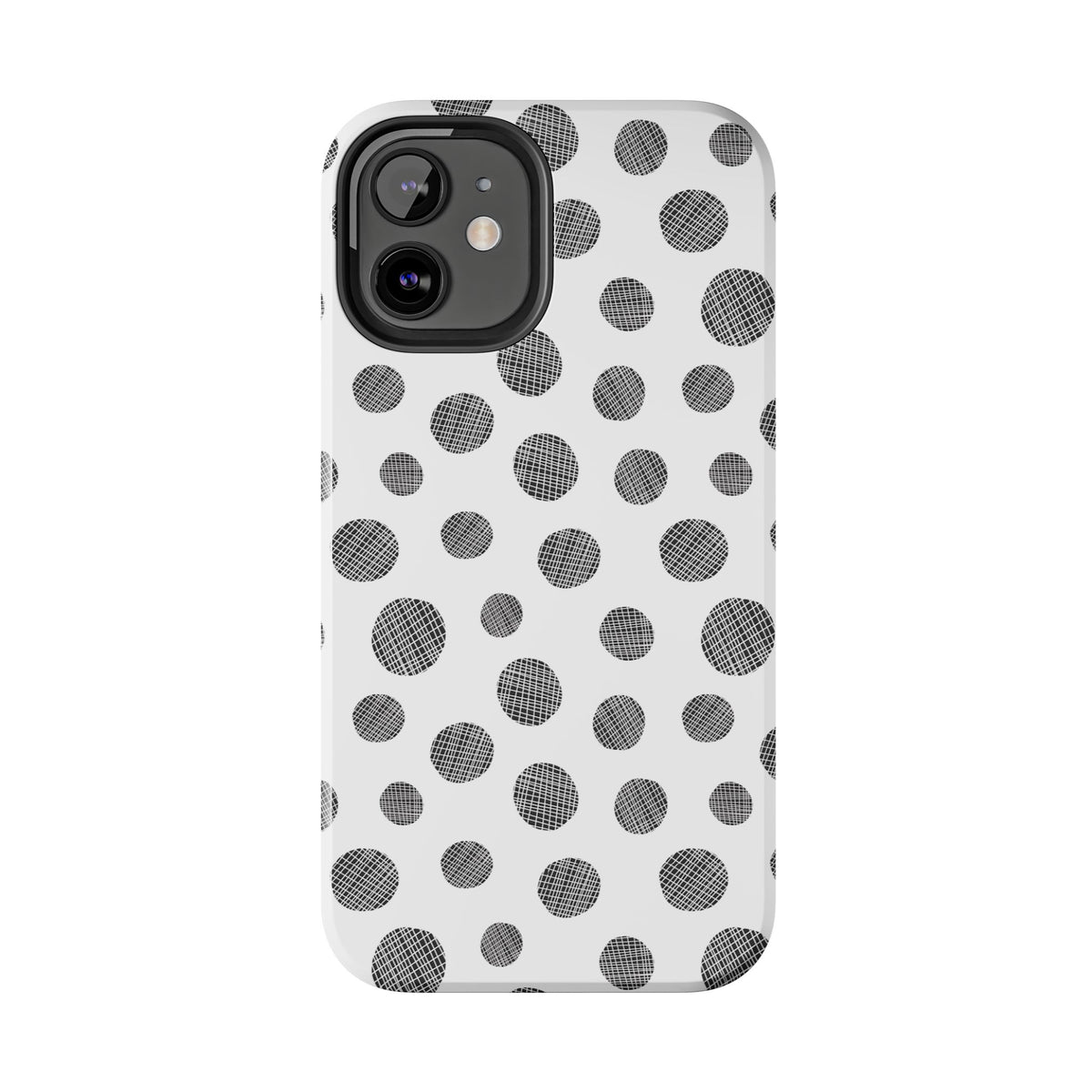 Polka Dot Texture Tough Phone Case — Black & White Spot Pattern, Protective Slim Phone Cover