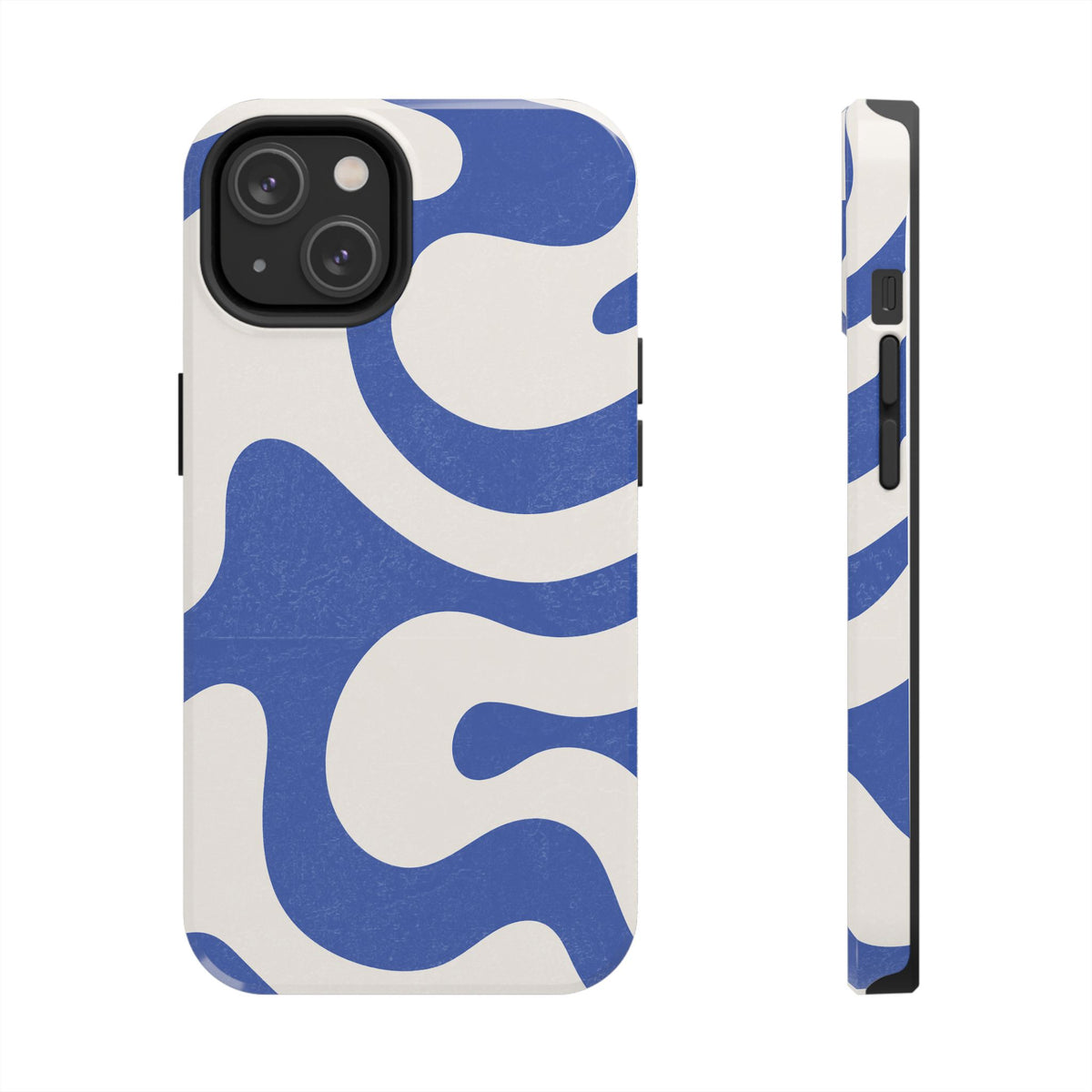 Blue Retro Swirl Tough Phone Case — Durable Abstract Pattern