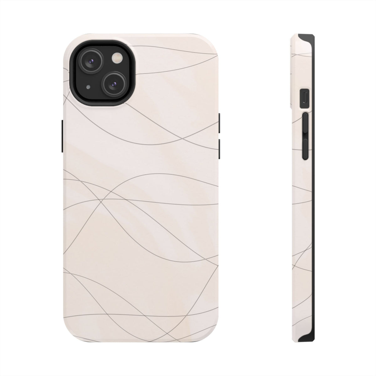 Minimal Beige Wave Tough Phone Case — Protective Slim Phone Case
