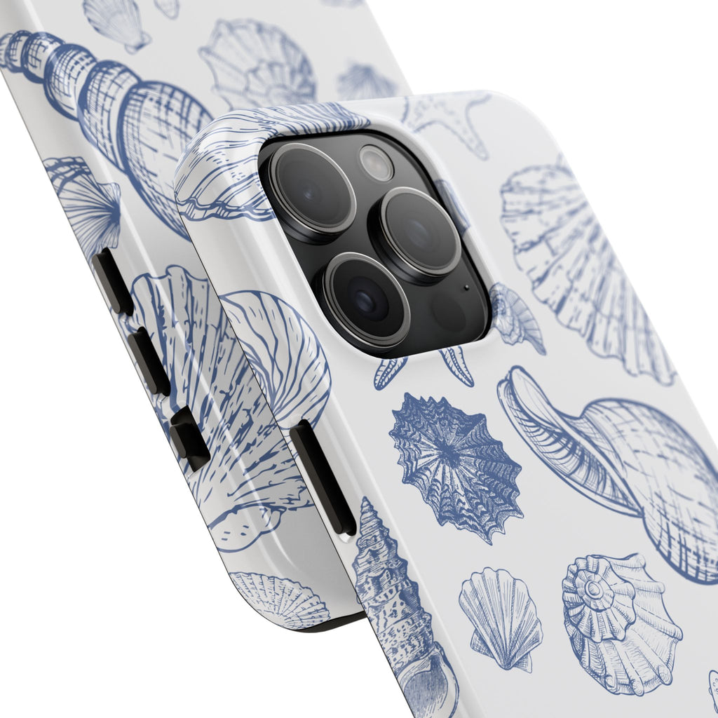 Seaside Sketch Tough Phone Case – Blue Shells & Starfish Protective Cover