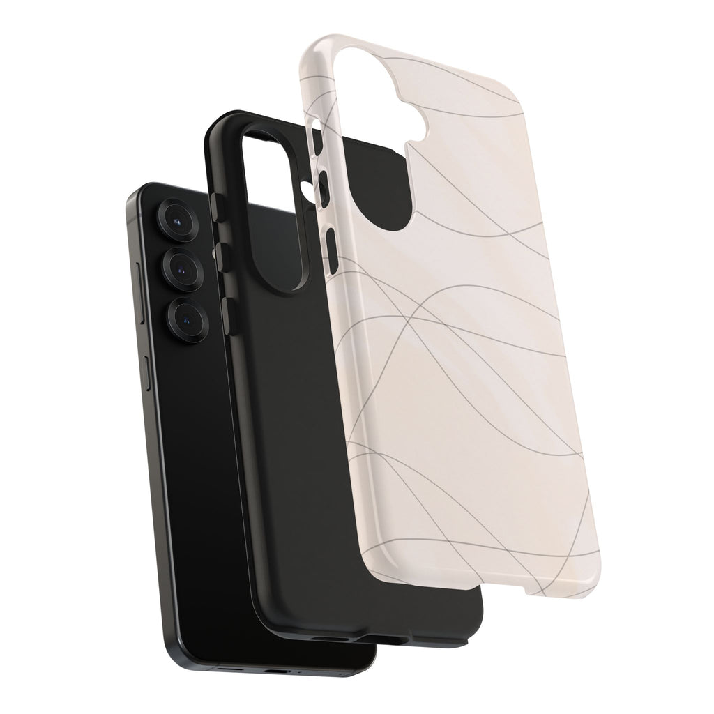 Minimal Beige Wave Tough Phone Case — Protective Slim Phone Case