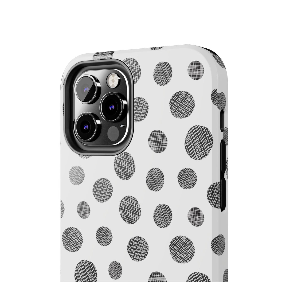 Polka Dot Texture Tough Phone Case — Black & White Spot Pattern, Protective Slim Phone Cover