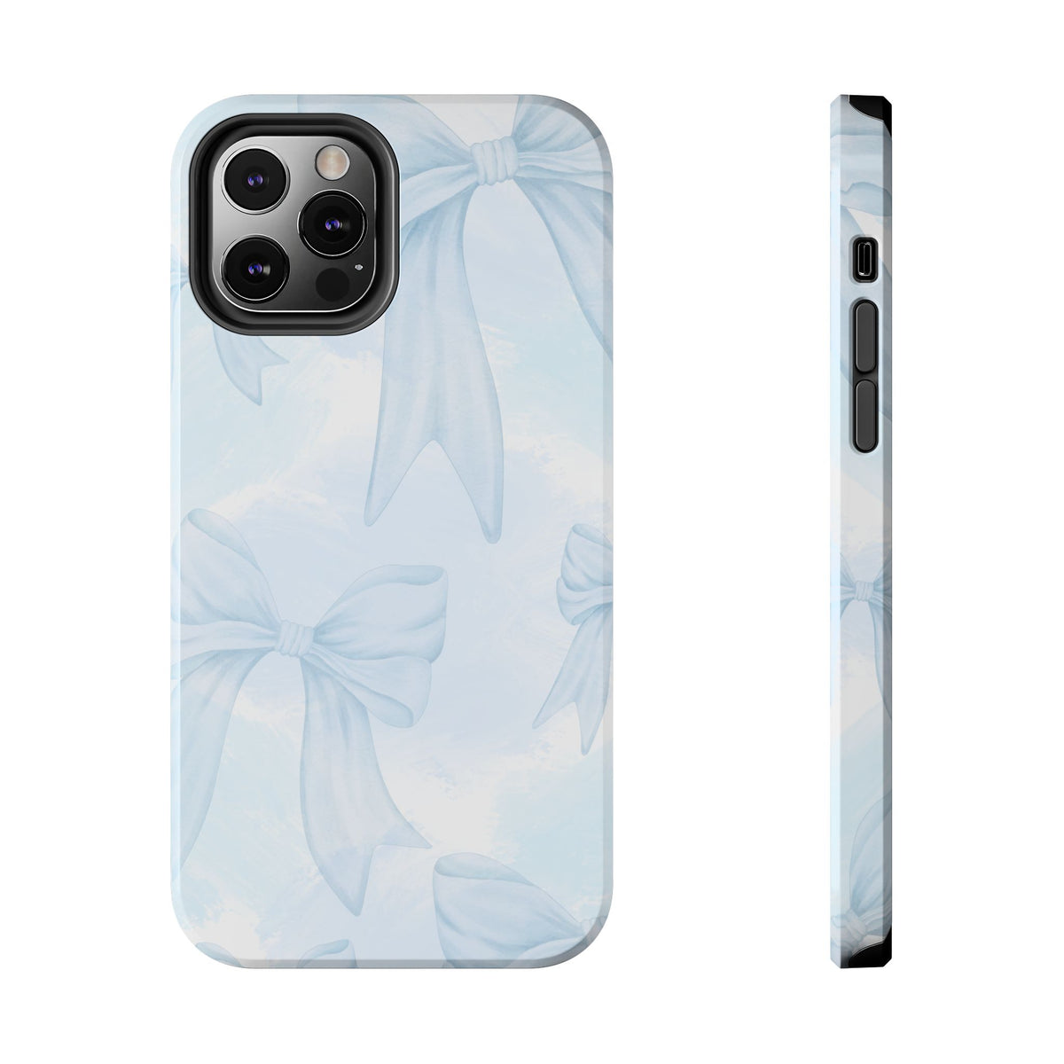 Pale Blue Bow Pattern Tough Phone Case