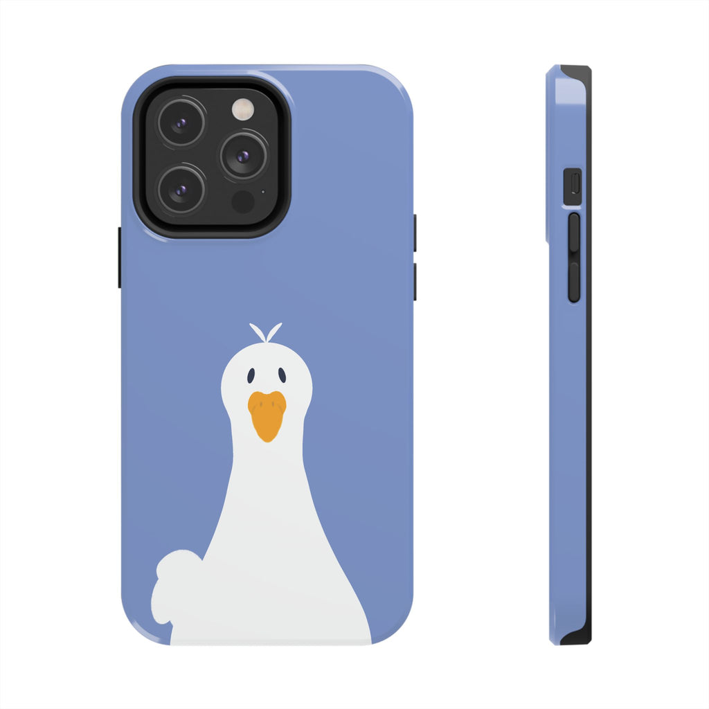 Goofy Goose Tough Phone Case — Cute Minimalist Duck Design on Blue