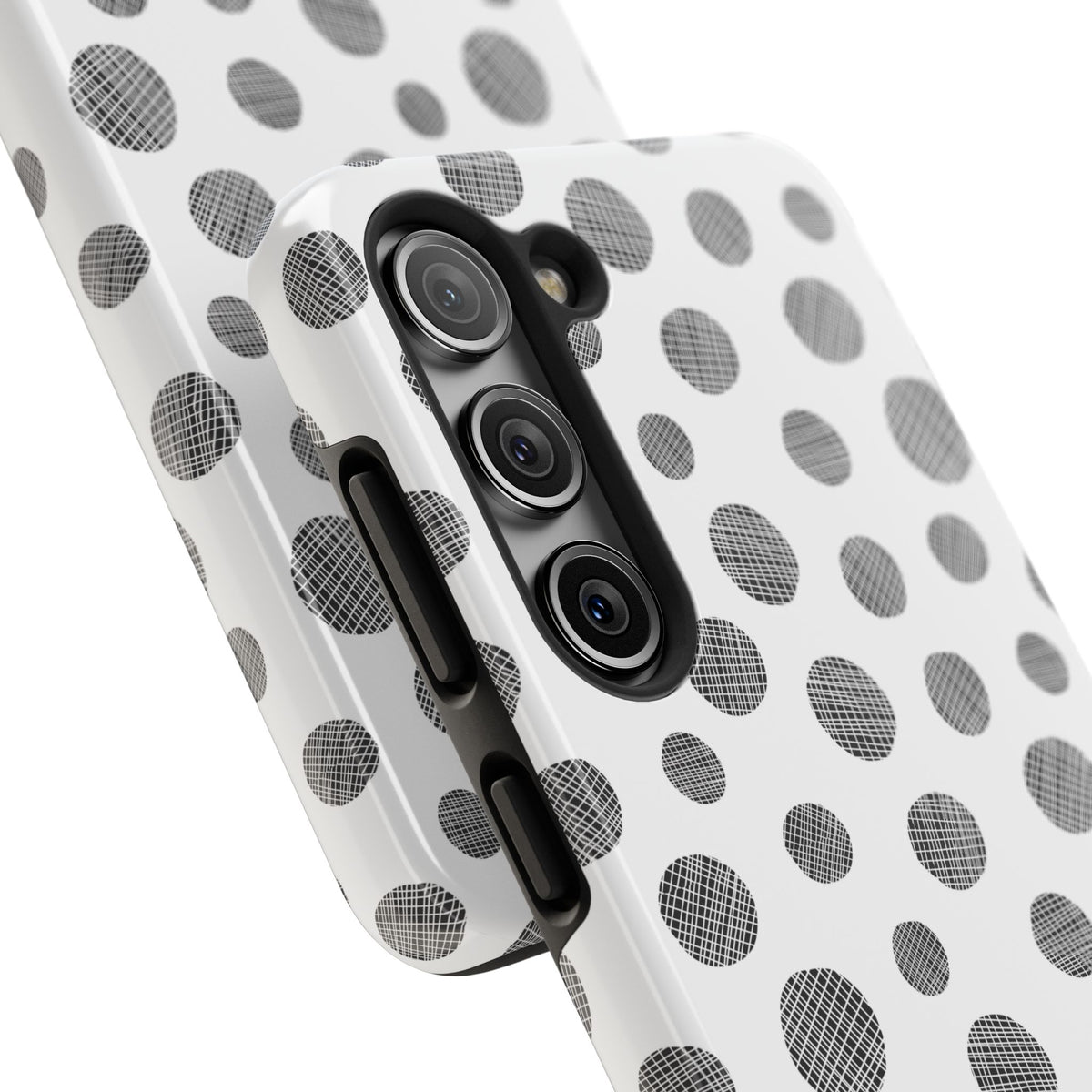 Polka Dot Texture Tough Phone Case — Black & White Spot Pattern, Protective Slim Phone Cover