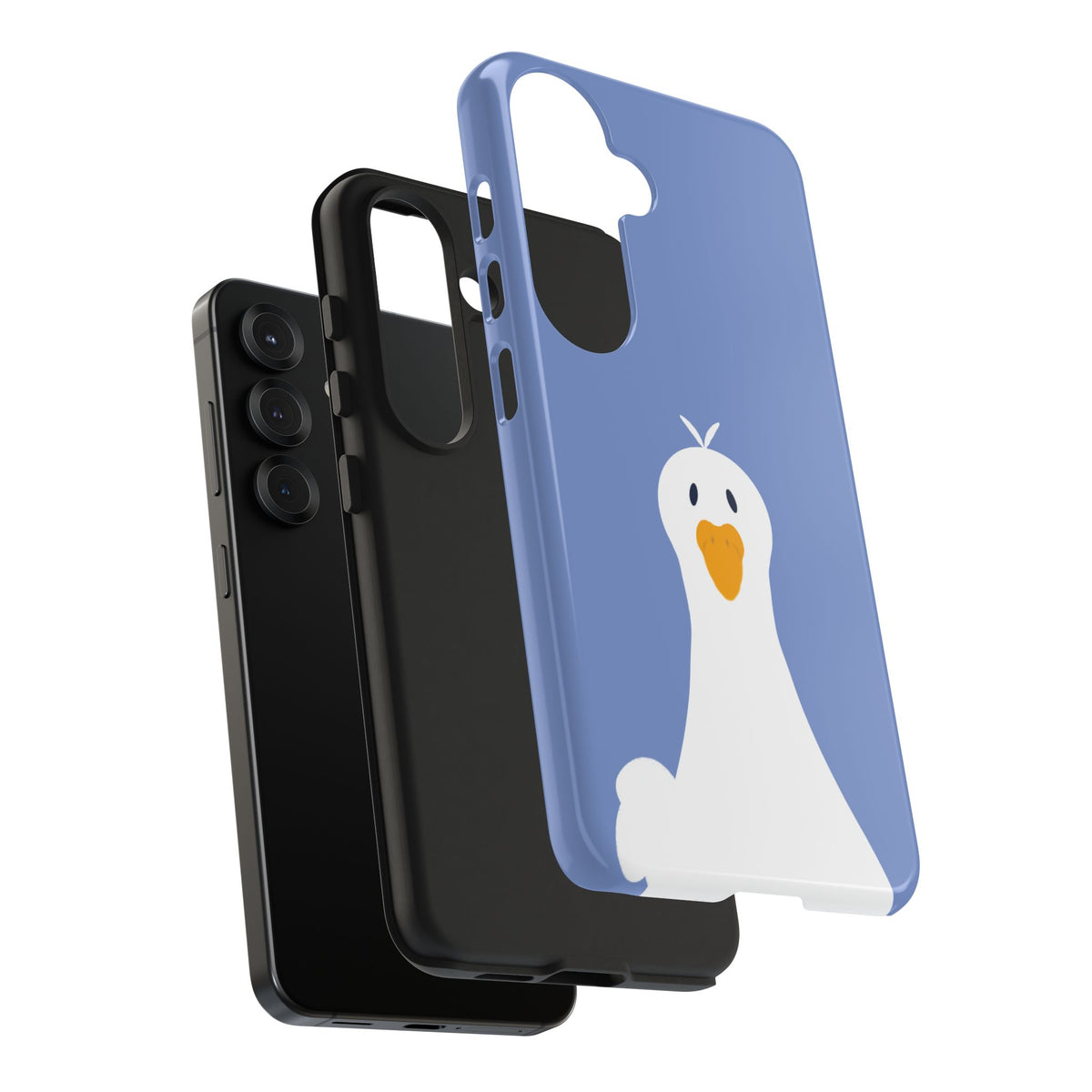 Goofy Goose Tough Phone Case — Cute Minimalist Duck Design on Blue