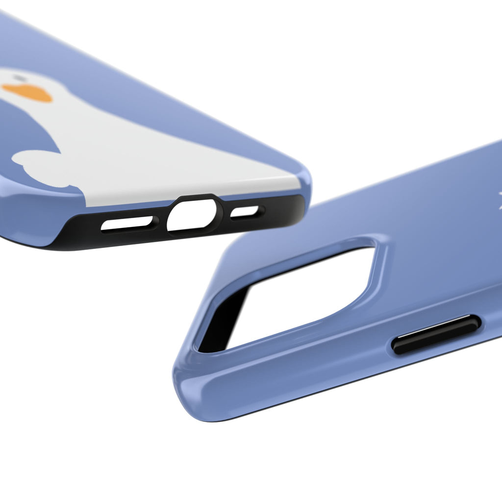 Goofy Goose Tough Phone Case — Cute Minimalist Duck Design on Blue