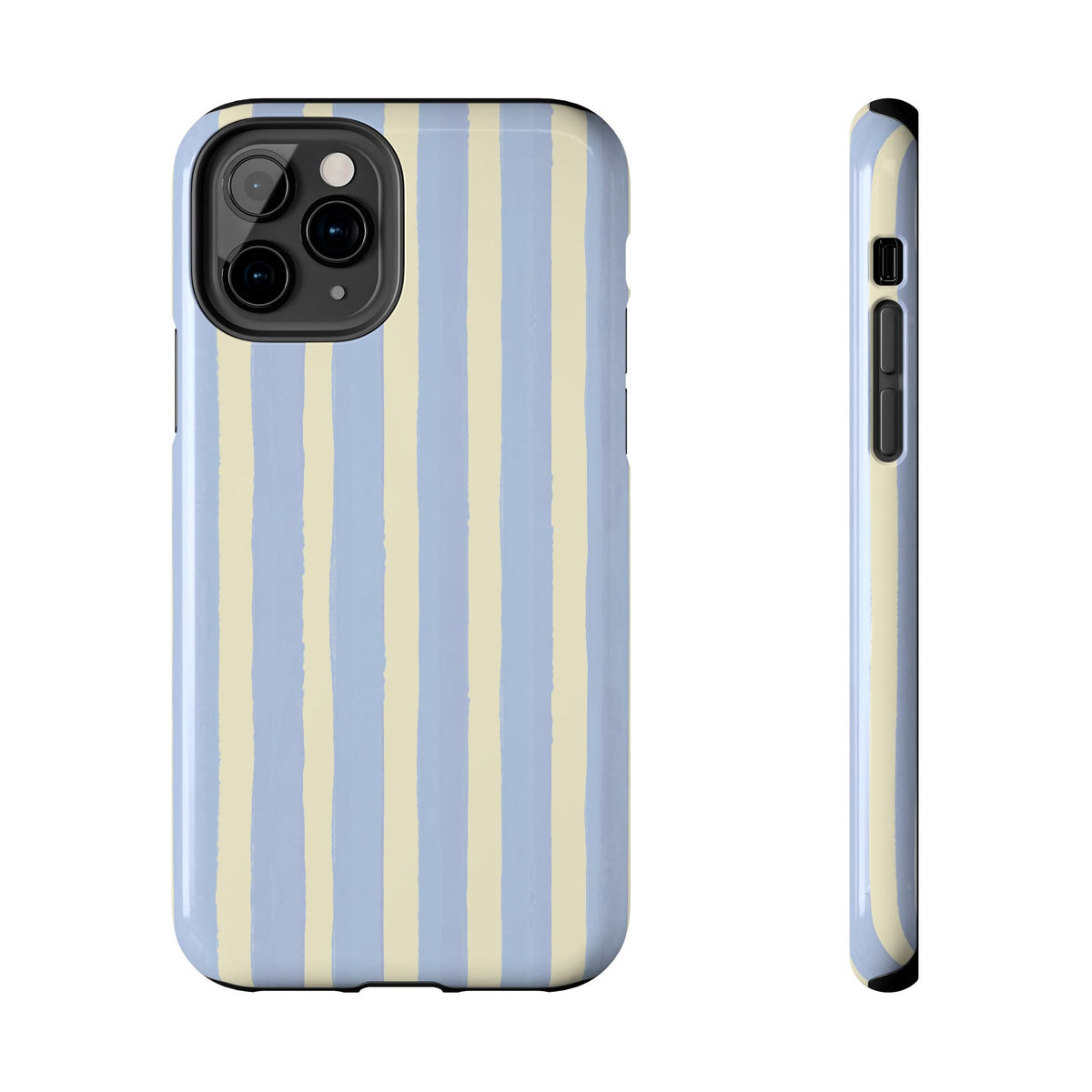 Pastel Stripe Tough Phone Case — Blue & Cream Protective Cover